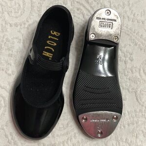 Bloch Dance Girls Size 8.5 Black Patent Tap Shoes